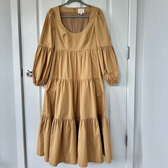 Cinq a Sept Rose Midi Dress in Tan - Picture 2 of 7